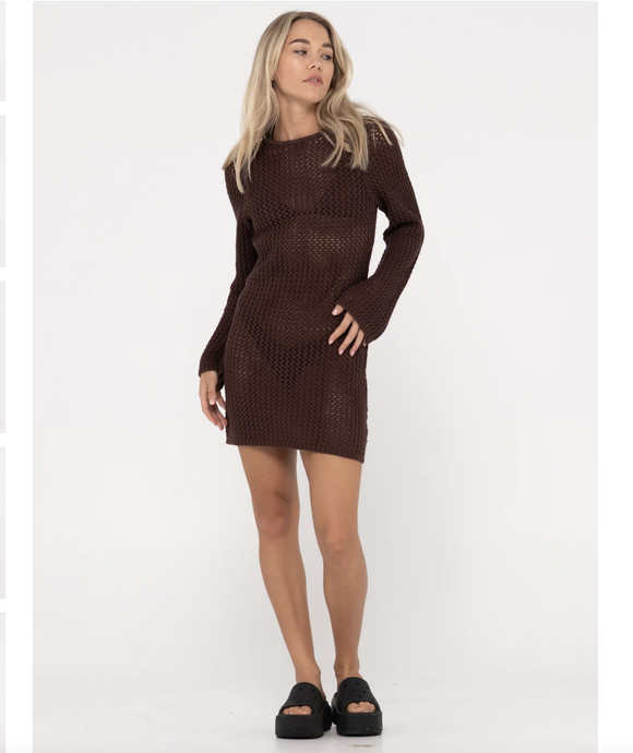 AMALFI LONG SLEEVE KNIT MINI DRESS