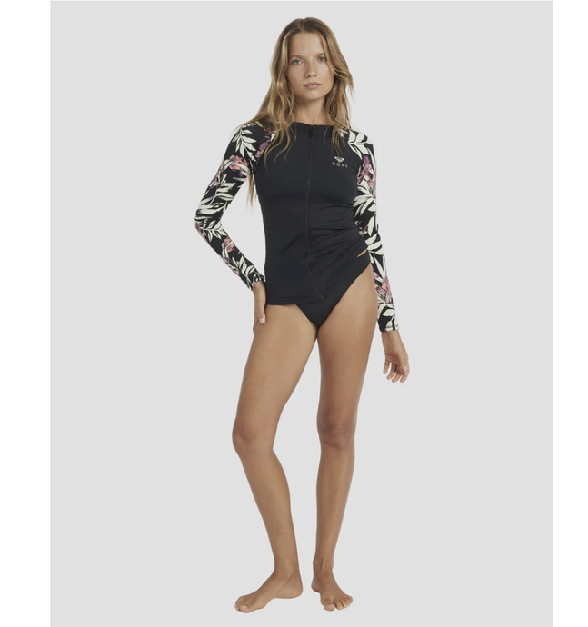 WOMENS WINDSWEPT FLORAL FULL ZIP LONG SLEEVE RASH VEST