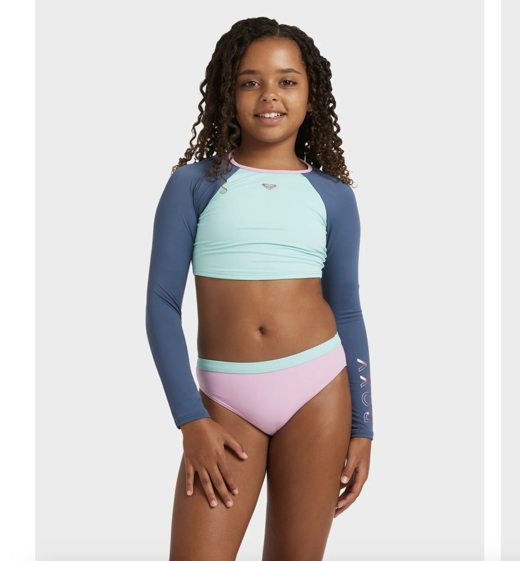 GIRLS 8-16 COLORBLOCK TWO PIECE RASH VEST