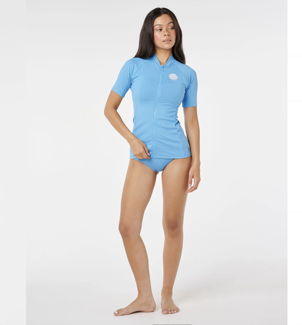 PREMIUM SURF ZIP THROUGH SS RASH SHIRT